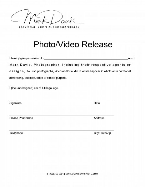 Photo Video Release Template MS Word